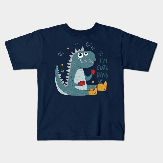 I m a cute dino Kids T-Shirt by Mako Design 